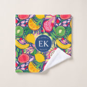 Tropisch fruit Monogram Waterverf Zomerpatroon Bad Handdoek (Wasdoekje)