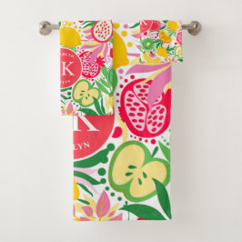 Tropisch fruit Monogram Waterverf Zomerpatroon Bad Handdoek