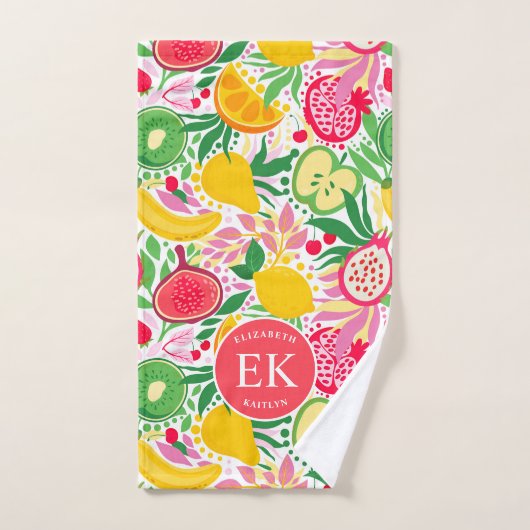 Tropisch fruit Monogram Waterverf Zomerpatroon Bad Handdoek (Handdoek)