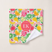Tropisch fruit Monogram Waterverf Zomerpatroon Bad Handdoek (Wasdoekje)