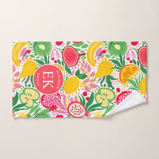 Tropisch fruit Monogram Waterverf Zomerpatroon Bad Handdoek (Handdoek)