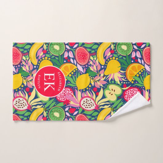 Tropisch fruit Monogram Waterverf Zomerpatroon Bad Handdoek (Handdoek)