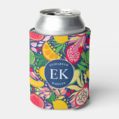 Tropisch fruit Monogram Waterverf Zomerpatroon Blikjeskoeler (Blikje Voorkant)
