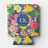 Tropisch fruit Monogram Waterverf Zomerpatroon Blikjeskoeler (Achterkant)