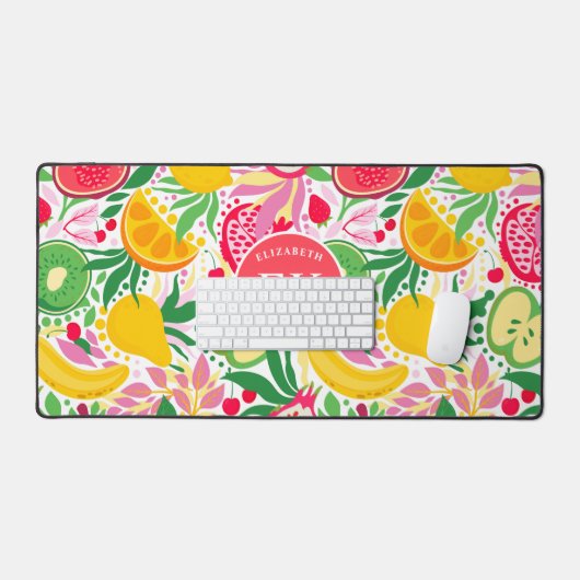 Tropisch fruit Monogram Waterverf Zomerpatroon Bureaumat (Keyboard & Muis)