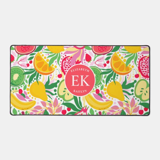 Tropisch fruit Monogram Waterverf Zomerpatroon Bureaumat (Voorkant)