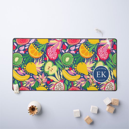 Tropisch fruit Monogram Waterverf Zomerpatroon Bureaumat (Kindertafel)