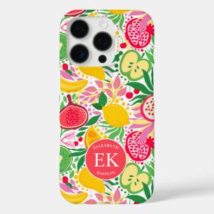 Tropisch fruit Monogram Waterverf Zomerpatroon iPhone 16 Pro Hoesje