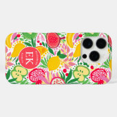 Tropisch fruit Monogram Waterverf Zomerpatroon Case-Mate iPhone Case (Achterkant (horizontaal))
