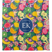 Tropisch fruit Monogram Waterverf Zomerpatroon Douchegordijn (Voorkant)