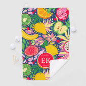 Tropisch fruit Monogram Waterverf Zomerpatroon Golfhanddoek (Insitu)