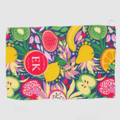 Tropisch fruit Monogram Waterverf Zomerpatroon Golfhanddoek (Horizontaal)