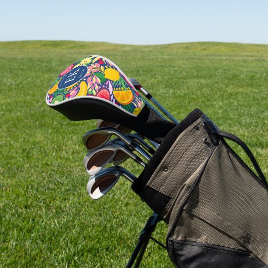 Tropisch fruit Monogram Waterverf Zomerpatroon Golfheadcover (Insitu)