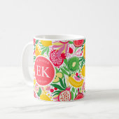 Tropisch fruit Monogram Waterverf Zomerpatroon Koffiemok (Voorkant links)