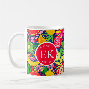 Tropisch fruit Monogram Waterverf Zomerpatroon Koffiemok