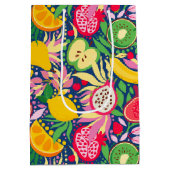 Tropisch fruit Monogram Waterverf Zomerpatroon Medium Cadeauzakje (Achterkant)