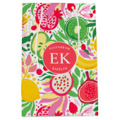 Tropisch fruit Monogram Waterverf Zomerpatroon Medium Cadeauzakje (Voorkant)