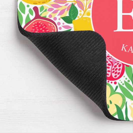 Tropisch fruit Monogram Waterverf Zomerpatroon Muismat (Hoek)