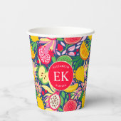 Tropisch fruit Monogram Waterverf Zomerpatroon Papieren Bekers (Achterkant)