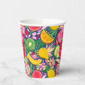 Tropisch fruit Monogram Waterverf Zomerpatroon Papieren Bekers (Links)