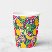 Tropisch fruit Monogram Waterverf Zomerpatroon Papieren Bekers (Rechts)