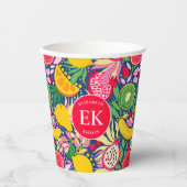 Tropisch fruit Monogram Waterverf Zomerpatroon Papieren Bekers (Voorkant)