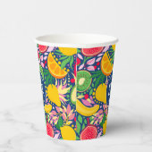 Tropisch fruit Monogram Waterverf Zomerpatroon Papieren Bekers (Rechts)