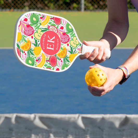 Tropisch fruit Monogram Waterverf Zomerpatroon Pickleball Paddle (Insitu)
