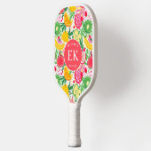 Tropisch fruit Monogram Waterverf Zomerpatroon Pickleball Paddle (Links)