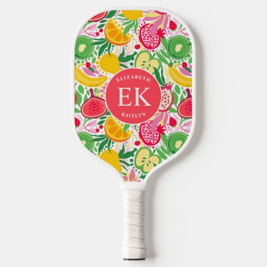 Tropisch fruit Monogram Waterverf Zomerpatroon Pickleball Paddle (Voorkant)