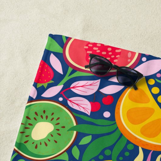 Tropisch fruit Monogram Waterverf Zomerpatroon Strandlaken (In situ)