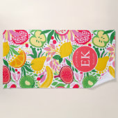 Tropisch fruit Monogram Waterverf Zomerpatroon Strandlaken (Voorkant)