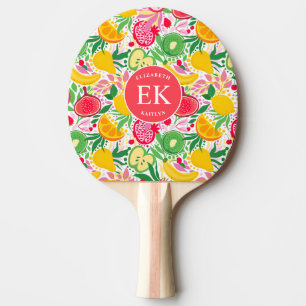 Tropisch fruit Monogram Waterverf Zomerpatroon Tafeltennisbatje