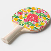Tropisch fruit Monogram Waterverf Zomerpatroon Tafeltennisbatje (Voorkant Gekanteld)