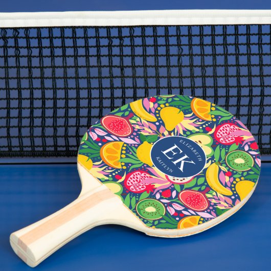 Tropisch fruit Monogram Waterverf Zomerpatroon Tafeltennisbatje (Insitu)
