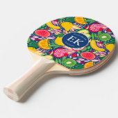 Tropisch fruit Monogram Waterverf Zomerpatroon Tafeltennisbatje (Voorkant Gekanteld)
