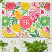 Tropisch fruit Monogram Waterverf Zomerpatroon Theedoek (Gevouwen)