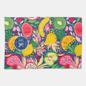 Tropisch fruit Monogram Waterverf Zomerpatroon Theedoek (Horizontaal)