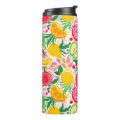 Tropisch fruit Monogram Waterverf Zomerpatroon Thermosbeker (Gedraaid links)