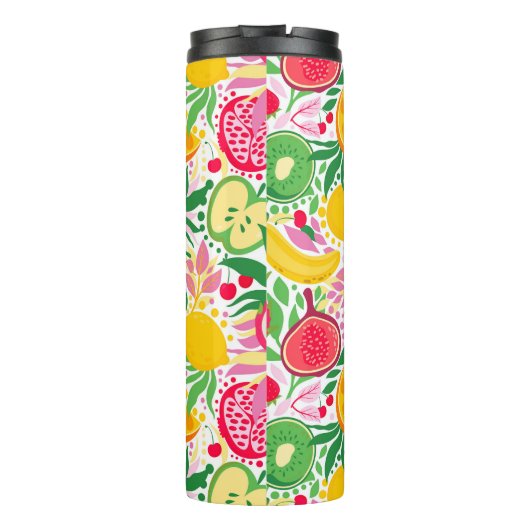 Tropisch fruit Monogram Waterverf Zomerpatroon Thermosbeker (Achterkant)