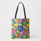 Tropisch fruit Monogram Waterverf Zomerpatroon Tote Bag (Voorkant)