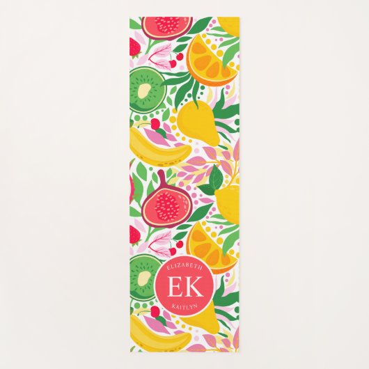 Tropisch fruit Monogram Waterverf Zomerpatroon Yogamat (Voorkant)