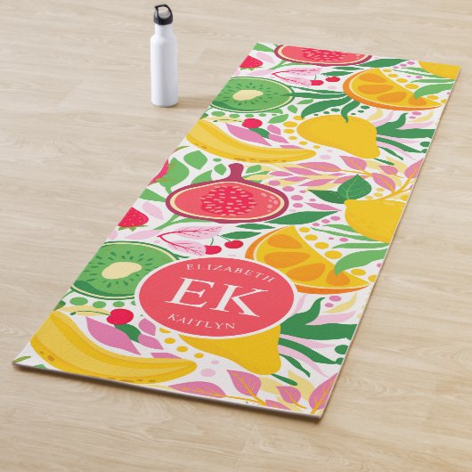 Tropisch fruit Monogram Waterverf Zomerpatroon Yogamat (In situ)
