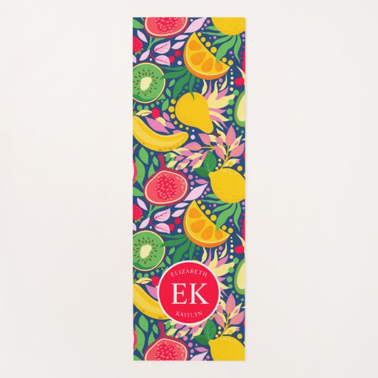 Tropisch fruit Monogram Waterverf Zomerpatroon Yogamat (Voorkant)