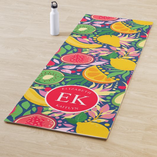 Tropisch fruit Monogram Waterverf Zomerpatroon Yogamat (In situ)