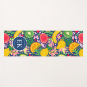 Tropisch fruit Monogram Waterverf Zomerpatroon Yogamat (Voorkant (horizontaal))