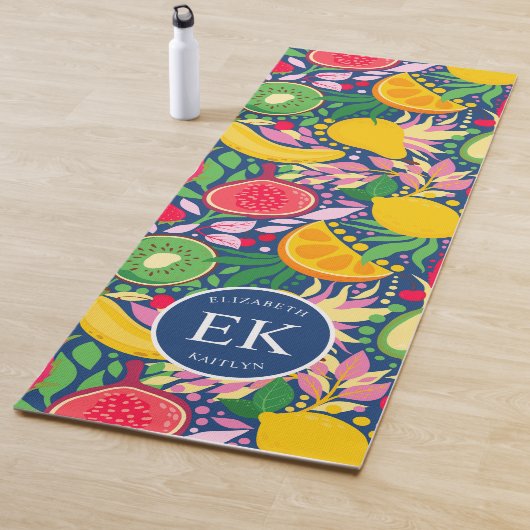 Tropisch fruit Monogram Waterverf Zomerpatroon Yogamat (In situ)