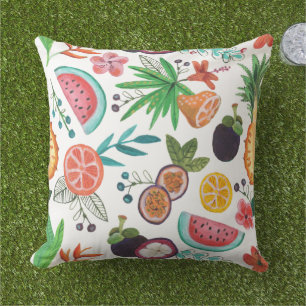 Tropisch fruit multi-kleur tuin all-over print buitenkussen