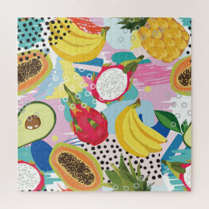 Tropisch fruit, naadloos patroon. legpuzzel