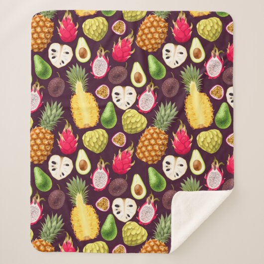 Tropisch Fruit Sherpa Blanket Deken (Voorkant)